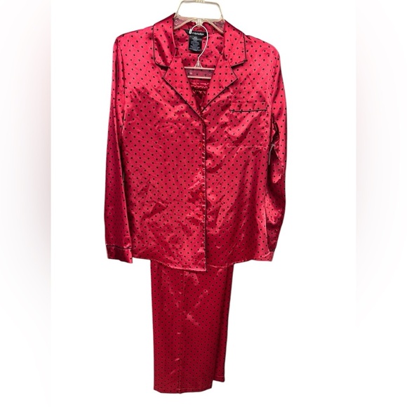 Ambrielle Red Satin Polka Dot Pajama Set Sz S - Picture 1 of 4